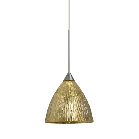 Besa Lighting Eve Cord Pendant, Stone Gold Foil, Satin Nickel Finish, 1x50W Halogen 1XT-EVEGS-SN